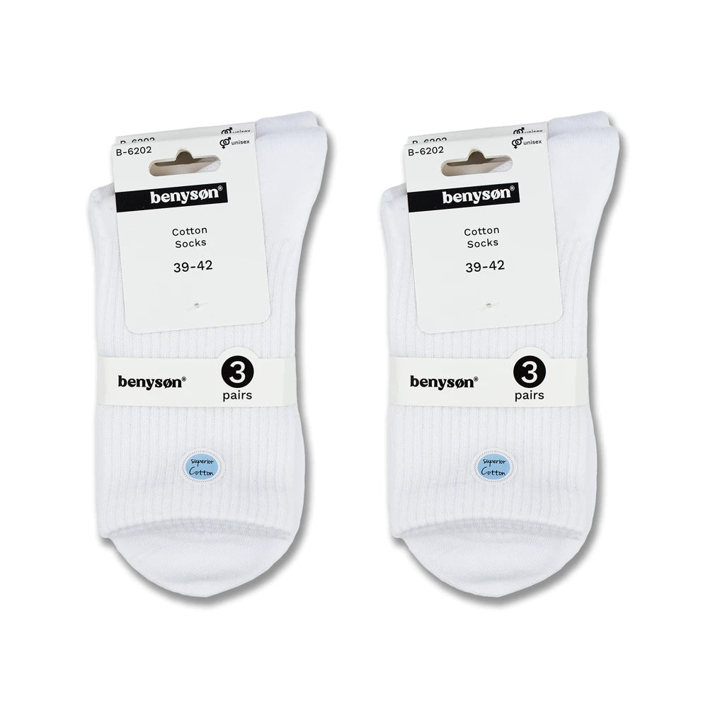 White Cotton Sports Socks Crew Length