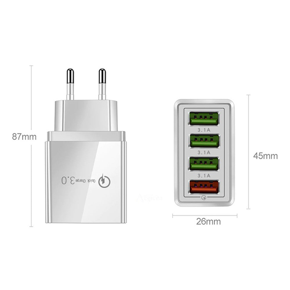 4xusb quick charge 3.0 wall charger