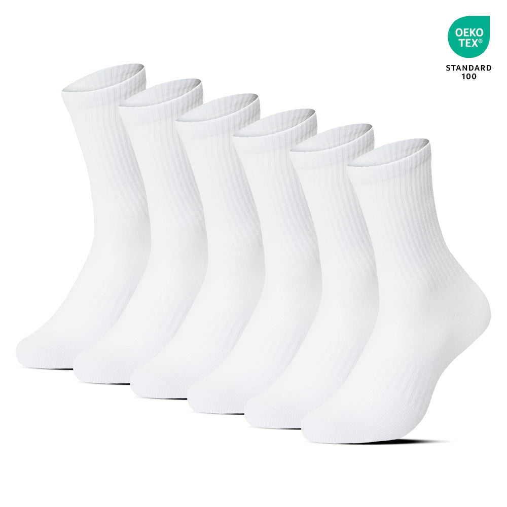 White Cotton Sports Socks Crew Length
