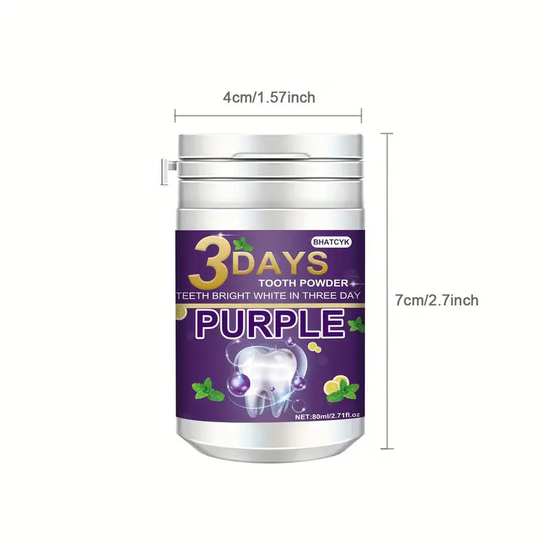 Purple Teeth Whitening Powder, Fresh Mint Flavor