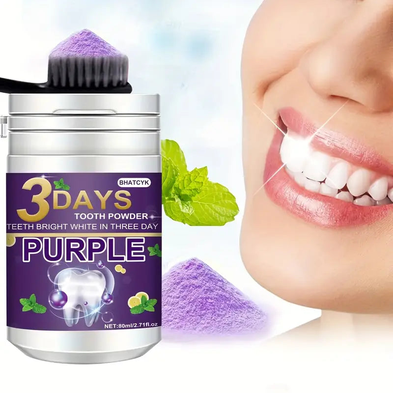 Purple Teeth Whitening Powder, Fresh Mint Flavor