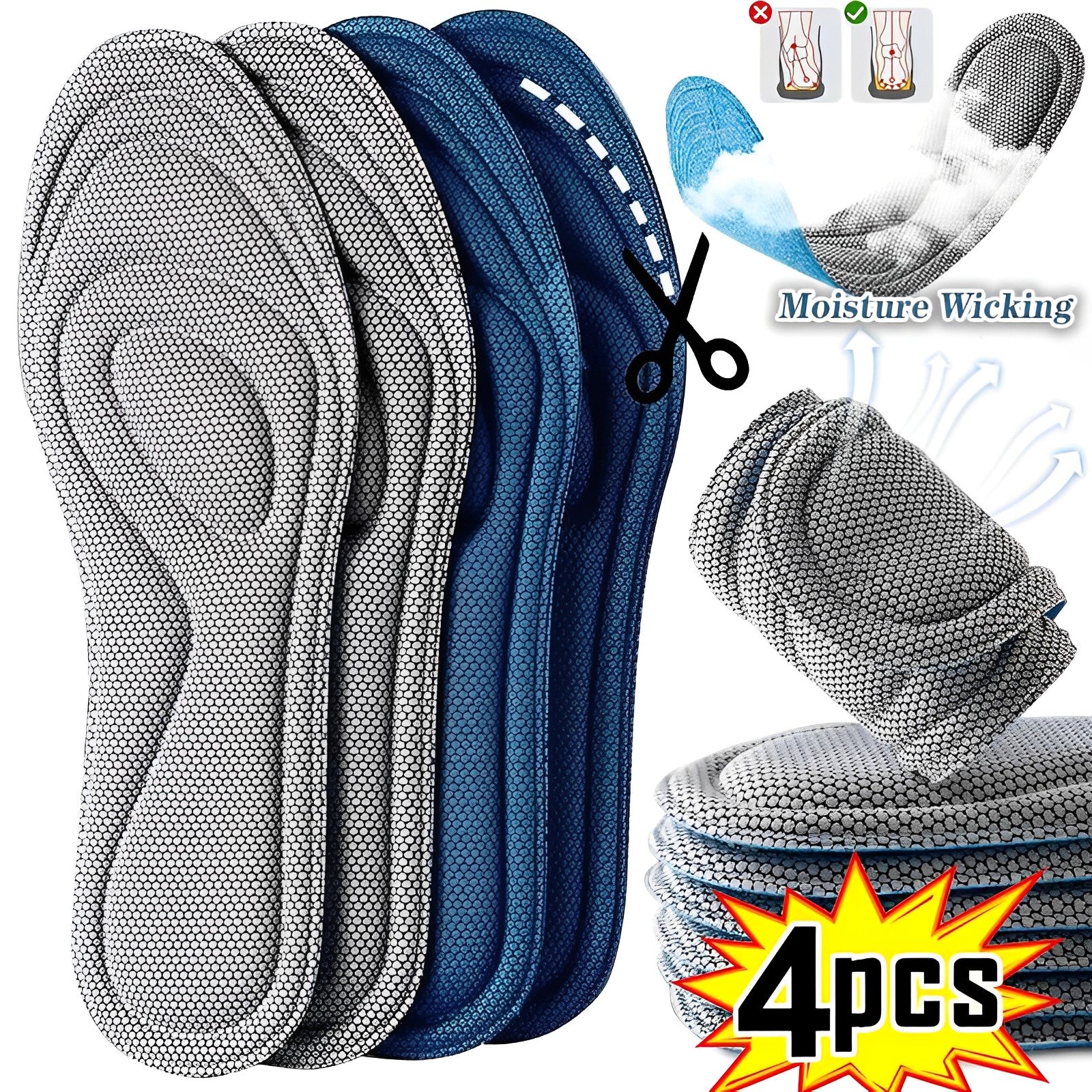 Memory Foam Orthopedic Insoles for Shoes Antibacterial Deodorization Shop kitchen home