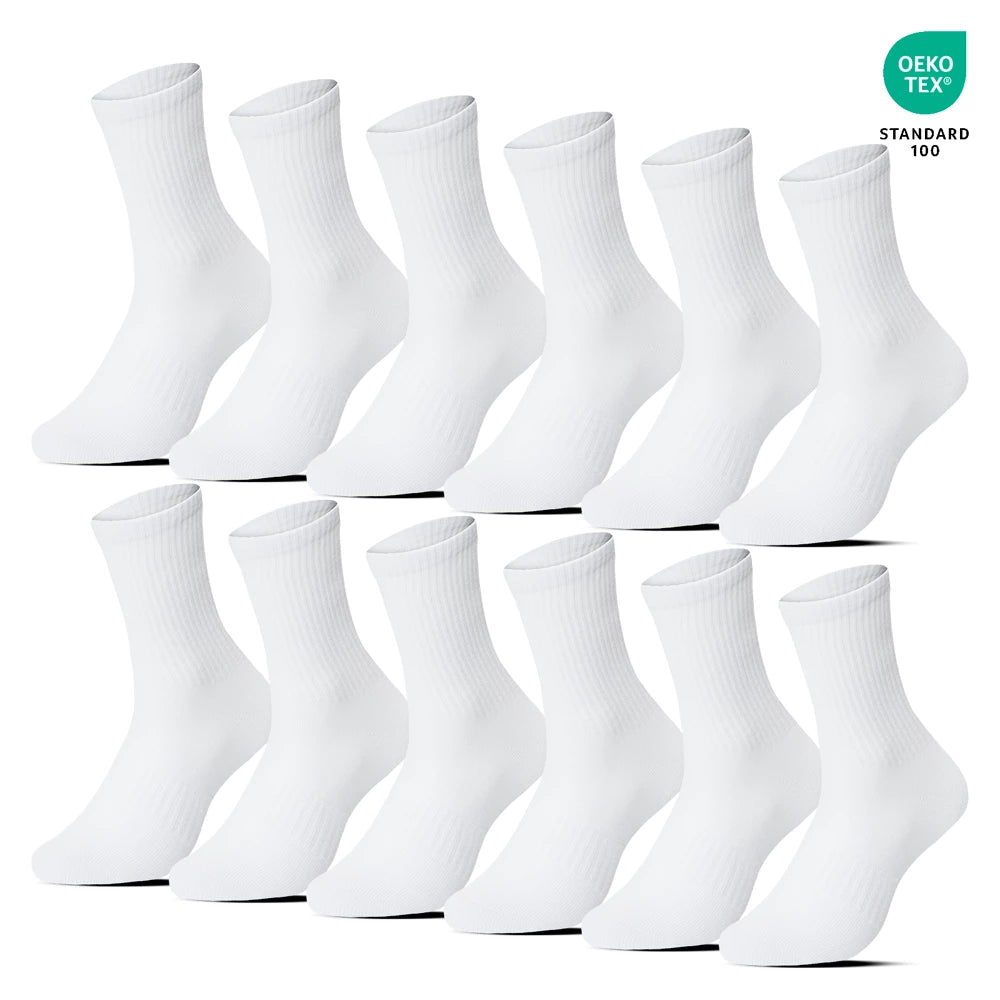 White Cotton Sports Socks Crew Length