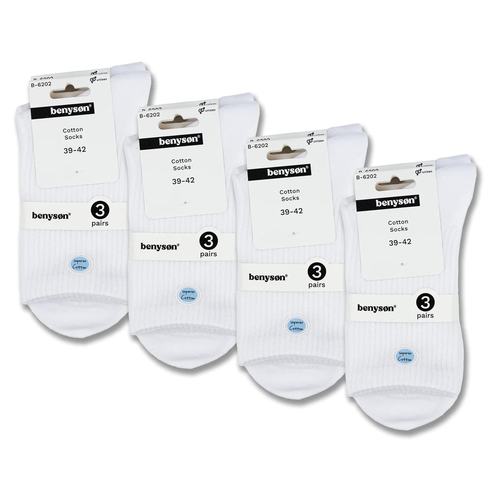 White Cotton Sports Socks Crew Length
