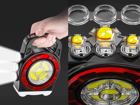 Solar flashlight, portable, rechargeable lamp